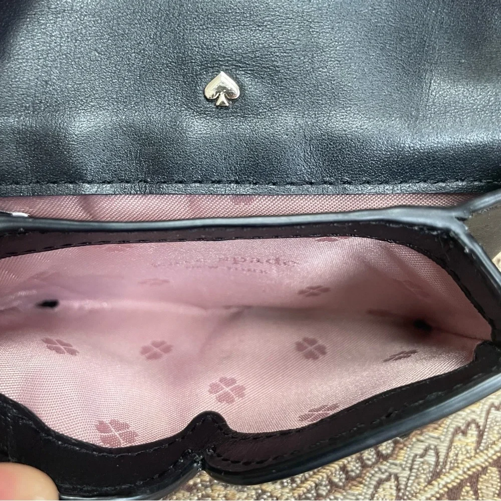 Kate Spade Spademals Gentle Panda Black Leather Cardholder Wallet Case Leather